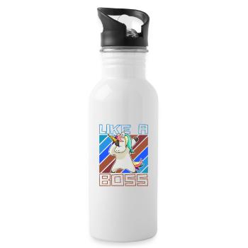 Like a Boss - Funny Dabbing Unicorn Saying - Water bottle with straw - white - Right