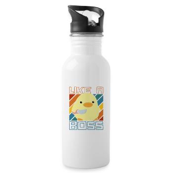 Comme un patron - Ente mit Messer Duck with Knife Meme - Gourde avec paille intégrée - blanc - Droite