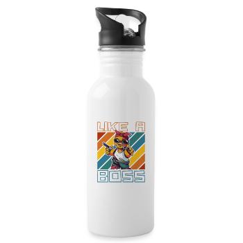 Like a Boss - Drôle de poussin gangster avec un dicton - Gourde avec paille intégrée - blanc - Droite