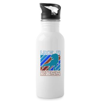 Like a Boss - Cool T-Rex Dinosaur Tyranno - Water bottle with straw - white - Right