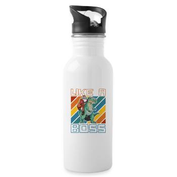 Like a Boss - Le Père Noël monte sur T-Rex - Gourde avec paille intégrée - blanc - Droite