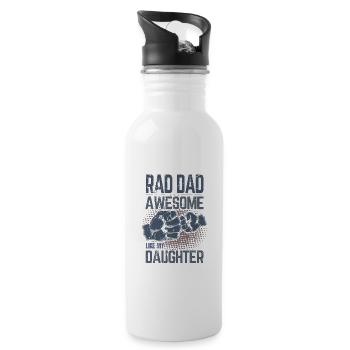 Rad Dad - Awesome like my Daughter - Fist Bump - Trinkflasche mit integriertem Trinkhalm - Weiß - Rechts