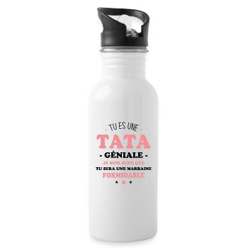 Une tata géniale et une marraine formidable - Gourde avec paille intégrée - blanc - Droite
