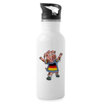 Fan Pig Germany - Water bottle with straw - white - Right
