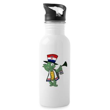 Croatian Fan Turtle - Water bottle with straw - white - Right