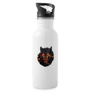 Loup-garou avec Halloween - Gourde avec paille intégrée - blanc - Droite