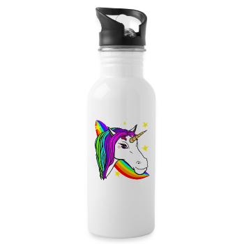 licorne et arc en ciel - Gourde avec paille intégrée - blanc - Droite
