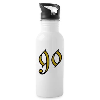 90. 90 JAHRE. 90. JAHRESTAG. 90-JÄHRIGES JUBILÄUM. - Trinkflasche mit integriertem Trinkhalm - Weiß - Rechts
