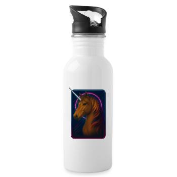 Icelandic Unicorn - Cyber-Fantasy Vibes - Water bottle with straw - white - Right