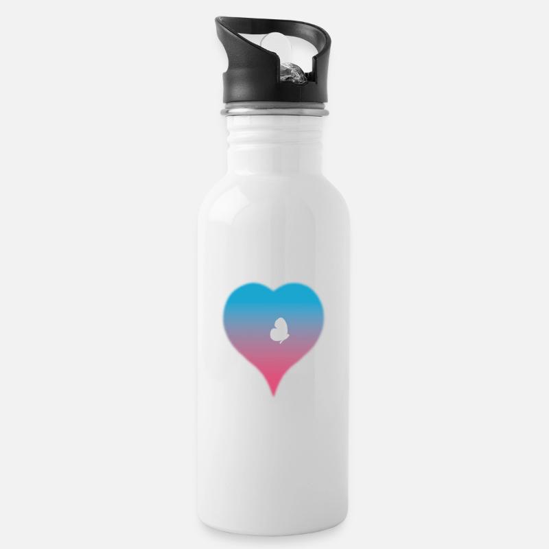 Amor und Psyche - Trinkflasche mit integriertem Trinkhalm - Weiß