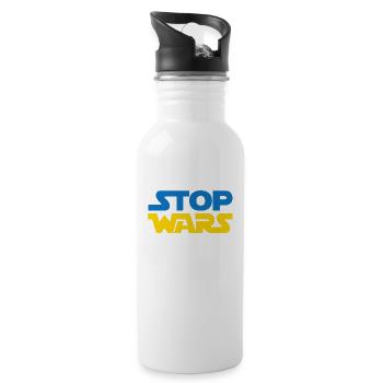 Stop Wars - Trinkflasche mit integriertem Trinkhalm - Weiß - Rechts
