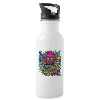 The design has a modern aesthetic and creates a - Water bottle with straw - white - Right