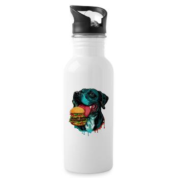 Dog Licks Gentle Citizen Funny Design - Gourde avec paille intégrée - blanc - Droite
