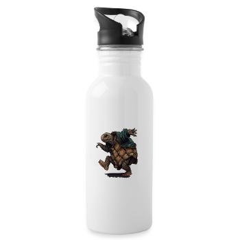 Turtle Ninja Dance funny Design - Water bottle with straw - white - Right