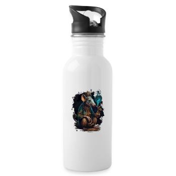 cool Rat funny smoke Relax Design - Gourde avec paille intégrée - blanc - Droite