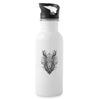 Wild Abstrakt linie Hirsch Tier Design - Trinkflasche mit integriertem Trinkhalm - Weiß - Rechts