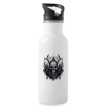 Gothic Witchcraft Ritual Dark Skull Clock Horror - Water bottle with straw - white - Right