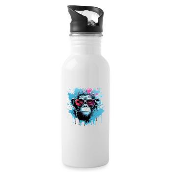 Party gorilla with sunglasses - Water bottle with straw - white - Right