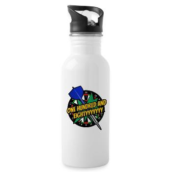 Dart 180! Dartfans - Dartspieler - Darts Geschenke - Trinkflasche mit integriertem Trinkhalm - Weiß - Rechts