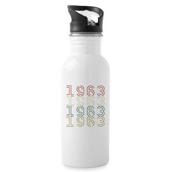 Original 1963 Jahrgang Vintage Geburtstag Retro - Trinkflasche mit integriertem Trinkhalm - Weiß - Rechts