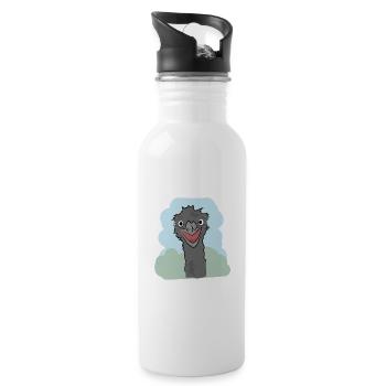Illustration design "Emu Kisses" - Water bottle with straw - white - Right