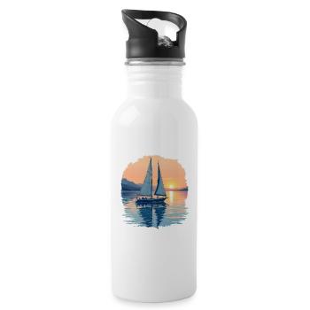 Voilier sur le lac de Constance - Gourde avec paille intégrée - blanc - Droite
