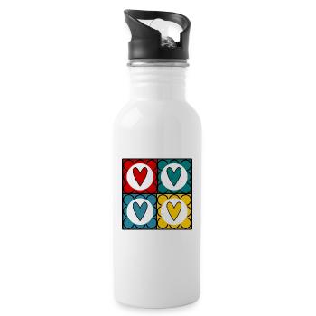 SAINT VALENTIN. JE T'AIME. I LOVE YOU. AMOUR. LOVE - Gourde avec paille intégrée - blanc - Droite
