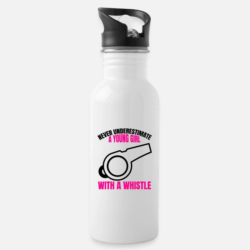 Schiedsrichter Dame Schiri Spruch Mädchen Geschenk - Trinkflasche mit integriertem Trinkhalm - Weiß