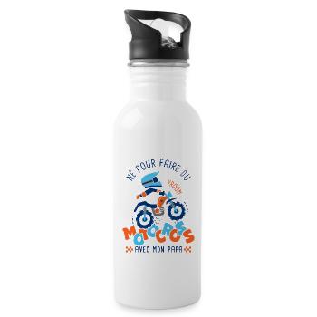 Né pour faire du motocross avec mon papa - Gourde avec paille intégrée - blanc - Droite