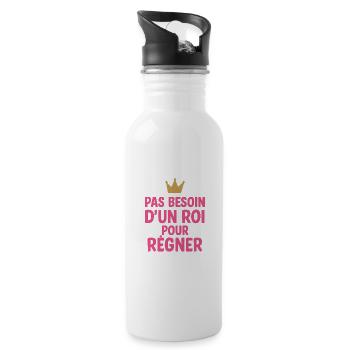 You Don't Need a King to Rule - Humor Feminism - Water bottle with straw - white - Right