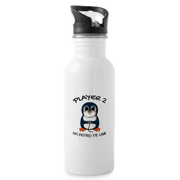 Second baby player 2 baby penguin pregnant - Water bottle with straw - white - Right