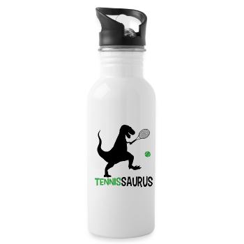 Tennissaurus Tennis Dinosaurier Tennisspieler Tenn - Trinkflasche mit integriertem Trinkhalm - Weiß - Rechts