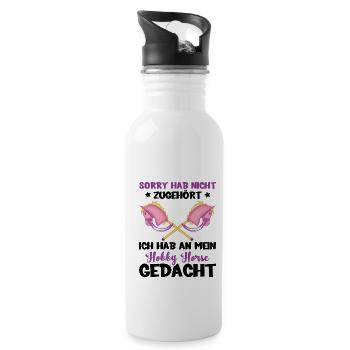 Sorry Hab Nicht Zugehört Ich Hab An Mein Hobby Hor - Trinkflasche mit integriertem Trinkhalm - Weiß - Rechts