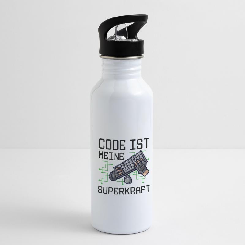 Code Ist Meine Superkraft Software Entwickler Code Trinkflasche mit integriertem Trinkhalm