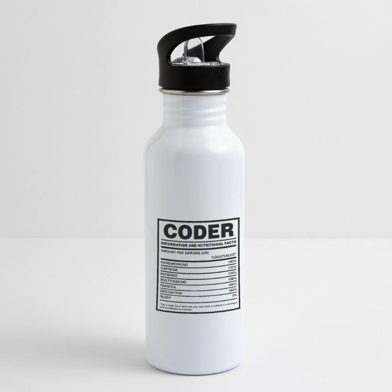 Coder Nutritional Facts Coder Programmer Computer Trinkflasche mit integriertem Trinkhalm