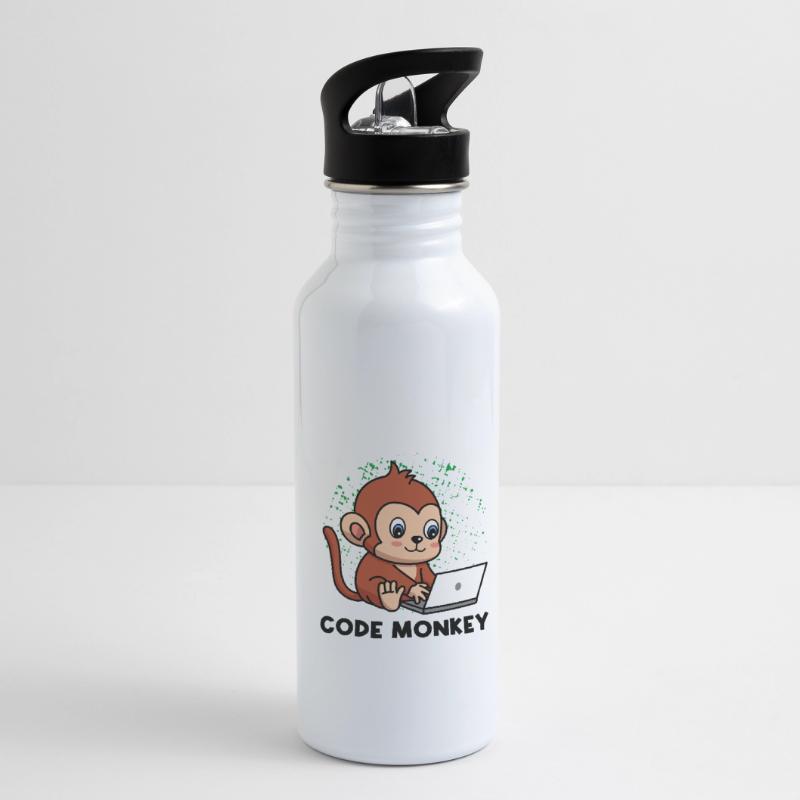 Code Monkey Programming Coder Computer Geek Develo Trinkflasche mit integriertem Trinkhalm