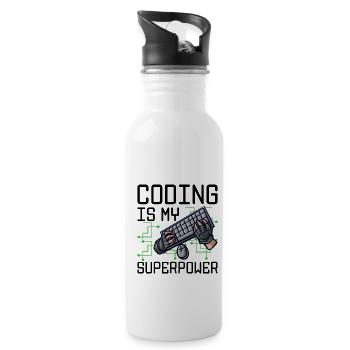Coding Is My Superpower Programming Coder Computer - Trinkflasche mit integriertem Trinkhalm - Weiß - Rechts