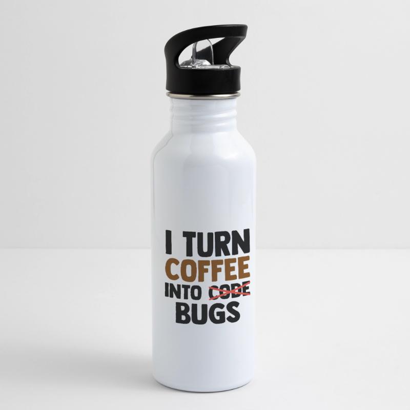 I Turn Coffee Into Bugs Coding Programming Softwar Trinkflasche mit integriertem Trinkhalm
