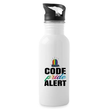 Code Pride Alert Bisexual Lesbian Love Asexual Tra - Trinkflasche mit integriertem Trinkhalm - Weiß - Rechts