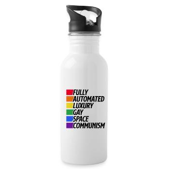 Fully Automated Luxury Gay Space Communism Lesbian - Trinkflasche mit integriertem Trinkhalm - Weiß - Rechts