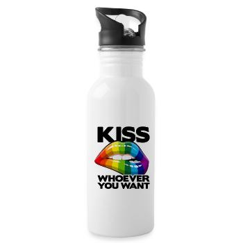 Kiss Whoever You Want Lesbian Pansexual Diversity - Trinkflasche mit integriertem Trinkhalm - Weiß - Rechts