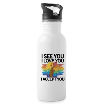 I See You I Love You I Accept You Gay Pride Lesbia - Trinkflasche mit integriertem Trinkhalm - Weiß - Rechts