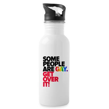 Some People Are Gay Get Over It Rainbow Bisexual T - Trinkflasche mit integriertem Trinkhalm - Weiß - Rechts