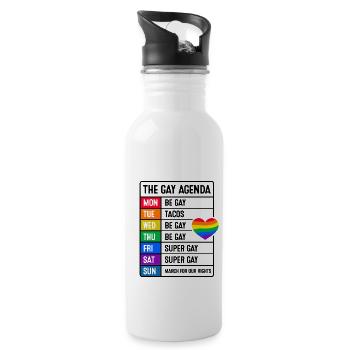 The Gay Agenda Be Gay Pride Bisexual Love Rainbow - Trinkflasche mit integriertem Trinkhalm - Weiß - Rechts