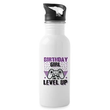 Birthday Girl Time To Level Up Video Game Player G - Trinkflasche mit integriertem Trinkhalm - Weiß - Rechts