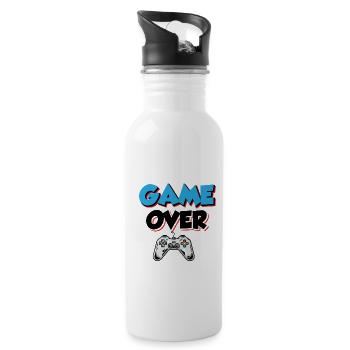 Game Over Play Again Yes No Video Game Player Gami - Trinkflasche mit integriertem Trinkhalm - Weiß - Rechts