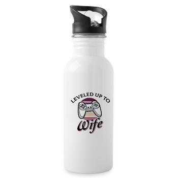 Leveled Up To Wife Video Game Player Gaming Gamer - Trinkflasche mit integriertem Trinkhalm - Weiß - Rechts