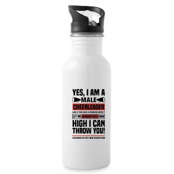 Yes I Am A Male Cheerleader Cheerleading Cheerdanc - Trinkflasche mit integriertem Trinkhalm - Weiß - Rechts