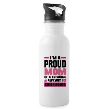 I'm A Proud Mom Of A Freaking Awesome Cheerleader - Trinkflasche mit integriertem Trinkhalm - Weiß - Rechts