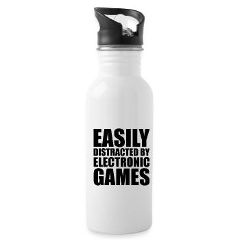 Easily Disctracted By Electronic Games Video Game - Trinkflasche mit integriertem Trinkhalm - Weiß - Rechts